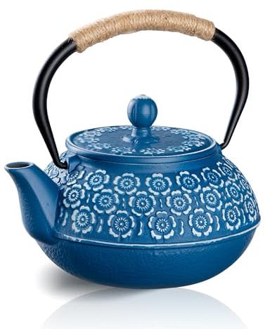 MS WGO TH2-Stovetop Heat-Resistant Teapot with Removable Strainer, Cast Iron Loose Leaf Teapot with Infuser, Traditional Japanese Tetsubin Tea Kettle