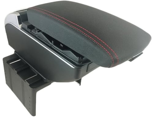 CarJoy Universal Armlehne Mittelarmlehne Konsole Mittelkonsole Auto Aufbewahrungsbox Organizer mit Getränkehalter Schwarz PU Leder
