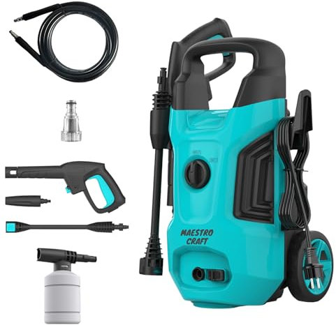 Maestro Craft High Pressure Washer 1800W, 140 Bar Electric Power Washer, 420L/H Jet Cleaner with 5M Hose & Cable, Portable Pressure Washer for Car, Garden, Patio, Driveway, Outdoor Cleaning