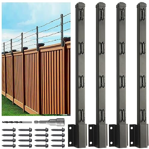 Fence Post Extender - Barbed Wire Extend Arm for Outdoor Fences, Increase Height, Privacy Protection & Pet Containment - 4 Pack