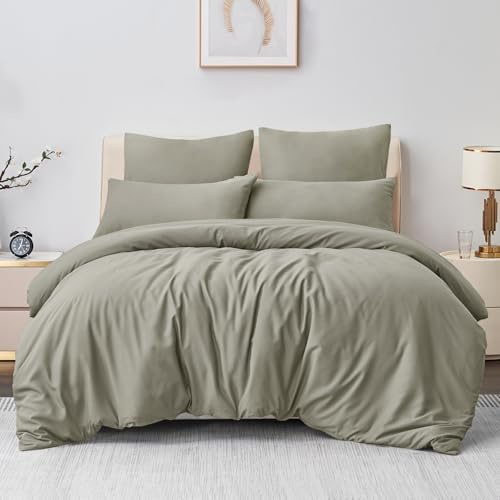 Aisbo Bettwäsche 200x200 3teilig Taupe - Mikrofaser Bettwäsche-Sets mit Reißverschluss, ÖKO-TEX Bettbezug 200x200cm 3tlg mit Kissenbezug 80x80 cm, Weich und Bügelfrei