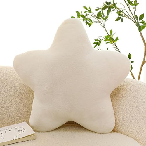 Generisch Kuschelkissen Kinder Sternkissen,Weiche Flauschige Sternenkissen, Kissen Kinderzimmer Sternform Dekokissen für Mädchen & Jungen Zuhause Schlafzimmer,Plüsch Kissen (Weiß, 60 x 60 cm)