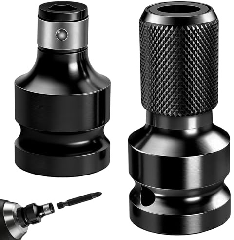 2 Stück Schlagschrauber Bit Adapter,1/2-Zoll Vierkantantrieb auf 1/4-Zoll Sechskant-Stecknuss-Adapter,Bithalter Stecknuss Adapter,Schlagschrauber Multifunktionsadapter Cr-Mo Stahl für Impact Wrench