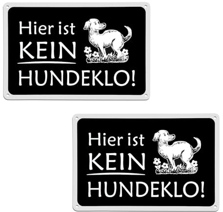 XRVRILE Kein Hundeklo Schild 2er Set 30x20cm Alu, SchildHunde Kacken Verboten Hier ist kein Hundeklo Schild Hundekot Verboten Wetterfestes Hinweisschild Garten Verbotsschild Hund für Grundstück Zaun