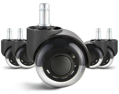 Ruedas Silla Oficina 2/3 Inch Set Of 5 Office Chair Wheels Replacement Computer Gaming Desk Universal Caster For Hardwood Floors And Carpet