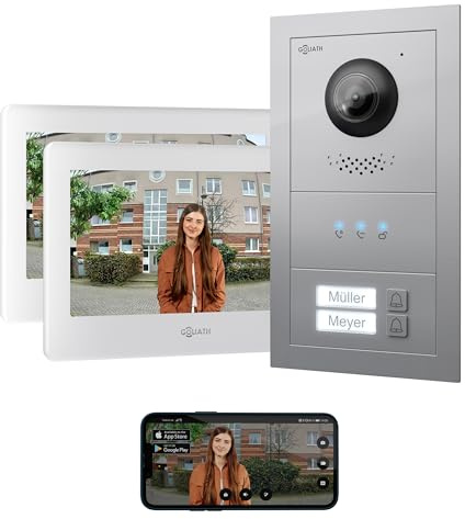 GOLIATH Basic Line Türklingel & Türsprechanlage mit Kamera für [MEHRFAMILIENHAUS] mit Smartphone App - Klingel mit Kamera & Monitor - Doorbell Camera - Video Sprech - & Gegensprechanlage mit Türöffner
