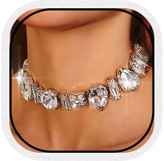 Ushiny Diamantkette Damen Funkelnde Modische Halskette für Damen | Funkelnde Diamantkette geeignet als eleganter Hals Schmuck für festliche Anlässe Abendoutfits