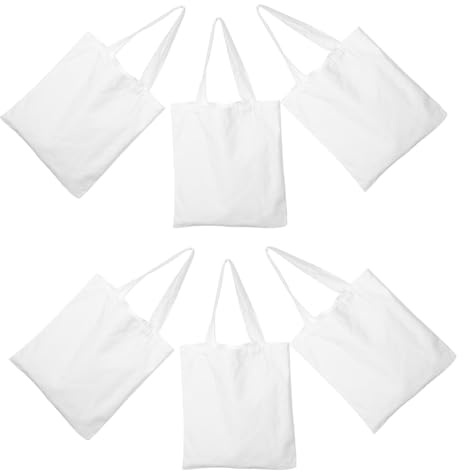 SOIMISS 6 Pièces Paquet Fourre-Tout en Toile Blanche 35x30cm Grand Paquet en Toile Vierge pour Peinture DIY et Capacité Spacieuse pour Usage Quotidien