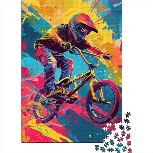 BMX Bike Rider Action Jigsaw Puzzles Puzzle for Adults Kids. 1000 Pieces Great Gifts Challenge Toy Educational Game Home Decoration for Adults& Kids Age 14 Years Up 38x26cm/1000pcs