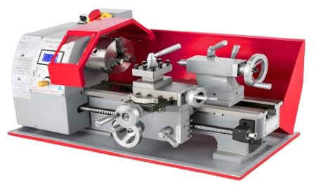 180×300mm Mini Metall Drehmaschine, 600W, Tisch Gewindeschneid und Bohrmaschine, stufenlose Drehzahlregelung 50–2250 RPM, Präzisions 3 Backen Spannfutter mit Digitalanzeige
