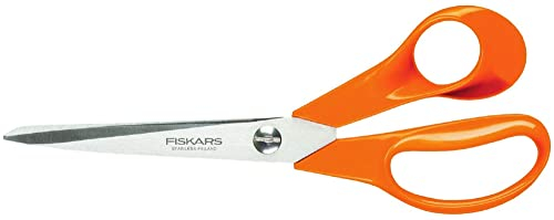 Fiskars Forbici multiuso, Lunghezza: 21 cm, Lama in acciaio inox/Impugnature in plastica, Arancione, Classic, S90, 1001539