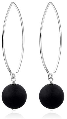 Nenalina Ohrringe Silber 925 Damen Ohrhänger mit Onyx Kugeln schwarz 8 mm