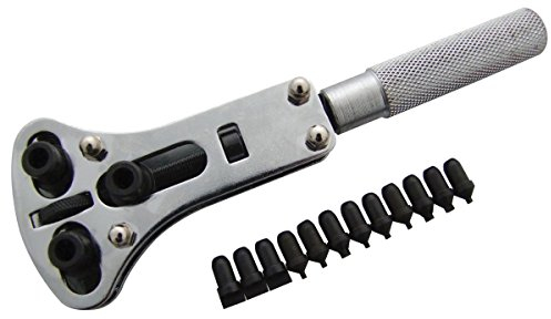 Contever® Uhr Reparieren Werkzeug - Uhrmacherwerkzeug Gehäuseöffner Uhrenöffner Uhrendeckel-Öffner Spannbereich 17 - 37 mm mit 18 Aufsätzen für Armbanduhren