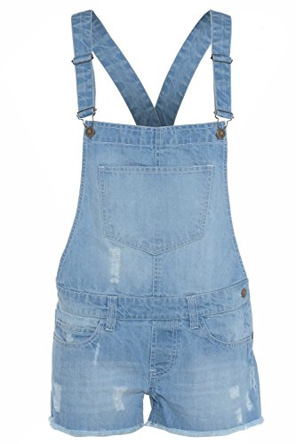Linen Galaxy Girls Dungaree 100% Cotton Kids Jeans Denim Shorts Dress Jumpsuits 11-12 Years Light Blue