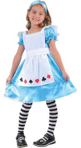 Wicked Costumes Girls Storybook Alice Fancy Dress Costume Kids Fairytale Book Day Outfit Blue and White - Small (3-4 Years)