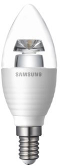 Samsung LED-Lampe 5.2W (ersetzt 25 Watt)- 827, Sockel E14, 170 Grad, dimmbar, in Kerzenlampenform klar, extra warmton, 220-240 Volt SI-A8W051180EU