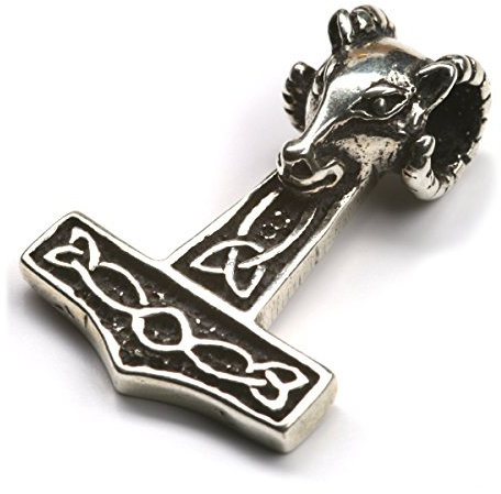 Drachensilber Thors Hammer Anhänger Widderkopf 925 Silber Schmuck Mjölnir Wikinger Odin Silberschmuck Silberanhänger Gothic