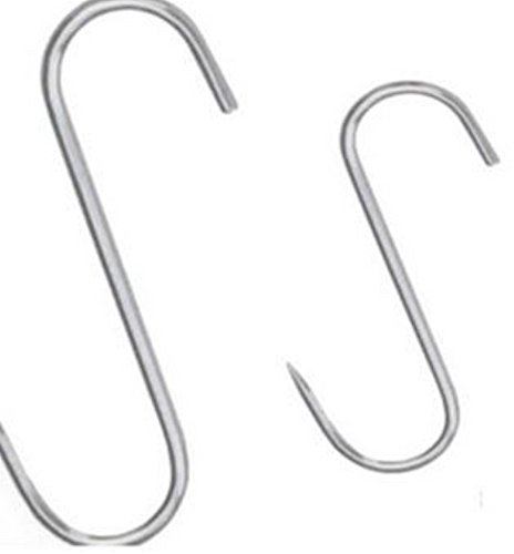 10 STÜCK EDELSTAHL Fleischhaken 180mm x 8mm - S Haken CNS Fleischerhaken Metzgerhaken Räucherhaken Edelstahlhaken Metzgerei Metzger Fleischer groß