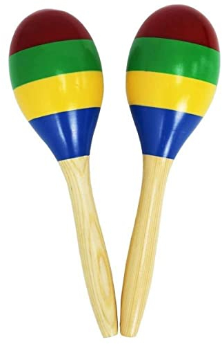 A-Star Coppia di maracas multicolori in legno - Sonaglio shaker da 20 cm, strumento ritmico a percussione