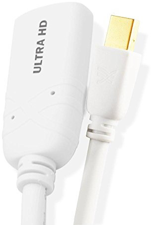 Cablesson Mini DisplayPort to HDMI 2.0 Female Adapter Cable 4K Ultra HD with audio transmission, certified for Apple/MAC, MacBook Pro, MacBook Air, 24k gold plated plug - White - 0.2m