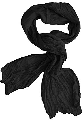 Posh Gear Damen Herren Seiden Schal wrinkle scarf, schwarz aus 100% Seide