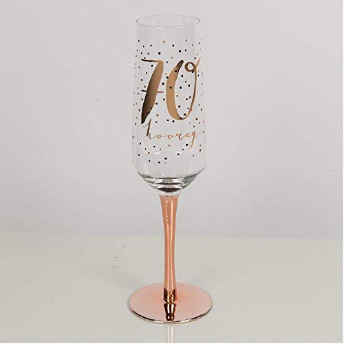 Widdop and Co Hotchpotch Luxury Champagne Prosecco Flute Glass Rose Gold Stem 70th Birthday