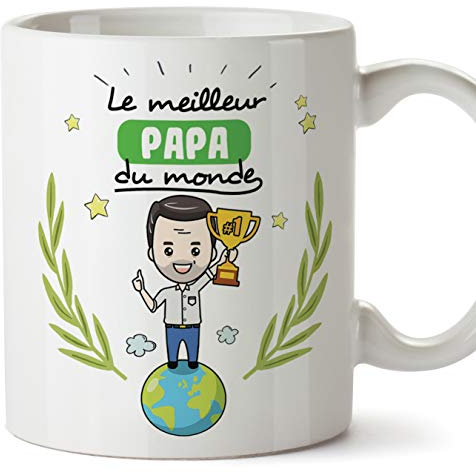 MUGFFINS Papa Tasse/Mug - Le Papa du Monde - Tasse Originale/Idee Fête Des Pères/Cadeau Anniversaire/Future Papa. Céramique 350 ML