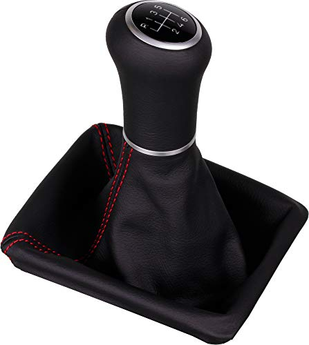 ICT Schaltknauf Schalthebel Schaltsack / Schaltmanschette Leder, 6 gang kompatibel mit: Mercedes-Benz SLK R171 03/2004 - 03/2011 (A rot)