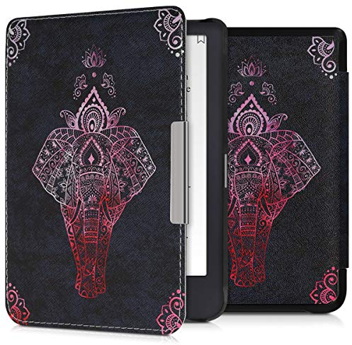 kwmobile Klapphülle kompatibel mit Tolino Shine 3 Hülle - eReader Case - Elefant Zeichnung Pink Anthrazit