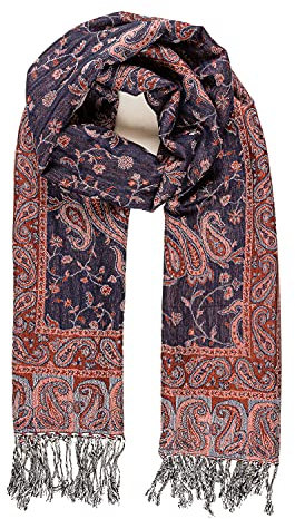 Pashmina Palästina Schals für Damen, bedruckt, spanisches Design, für Sommer und Herbst, Baza Collection - Marineblau Paisley, One size
