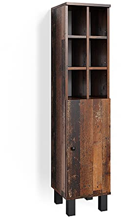 Vicco Midischrank Fynn, Badmöbel, Eiche rustikal, 30 x 130.6 cm große Tür