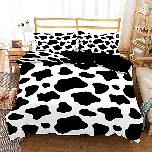 SHOMEY Bettwäsche Set 3D Kuhflecken Bettbezug 135 x 200 cm und Kissenbezug 80 x 80 cm für Kinder Boy Mikrofaser