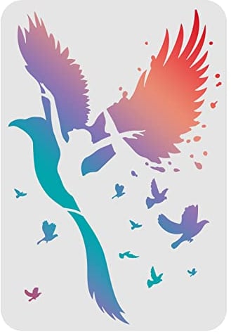 FINGERINSPIRE Vögel Schablonen 29,7x21cm Tanzendes Mädchen Malschablonen Fliegende Vögel Schablonen zum Malen auf Holz Boden Wand und Fliesen