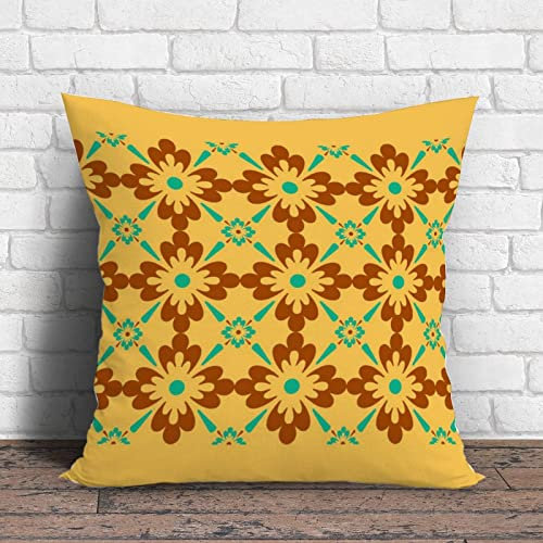 Dekorativer Kissenbezug, Türkis, Braun und Gelb, Spanisches Fliesenmuster, modernes Kissen für Wohnzimmer, Bett, Dekoration, 45,7 x 45,7 cm