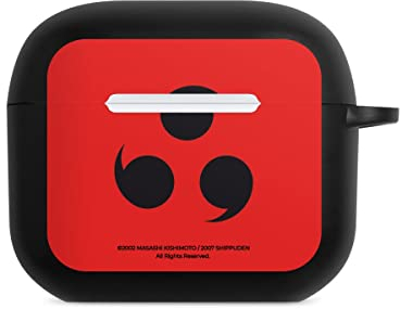 DeinDesign Hülle mit Karabiner kompatibel mit Apple AirPods (3.Generation) Case schwarz Schutzhülle mit Schlüsselanhänger Naruto Shippuden Sharingan Offizielles Lizenzprodukt