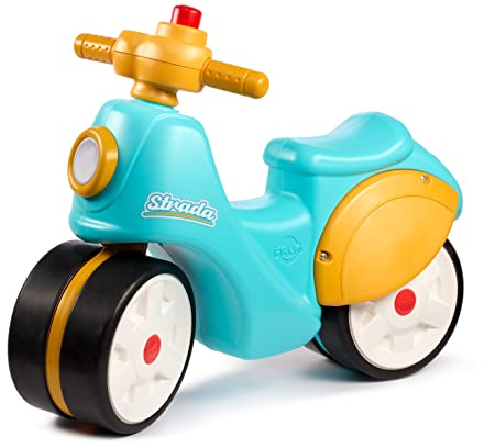 Falk - Scooter Draisienne - Strada - Guidon directionnel & Roues silencieuses - 800S - Bleu & Jaune - Dès 12 Mois