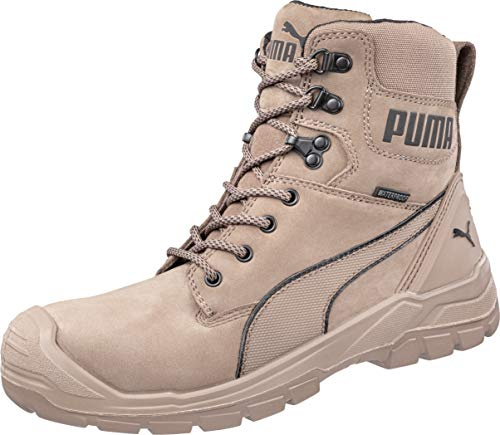 Puma - Botas de Seguridad de Cuero Conquest con Cordones, Costura Lateral, Cierre Adhesivo para Hombre (43 EU) (Piedra)