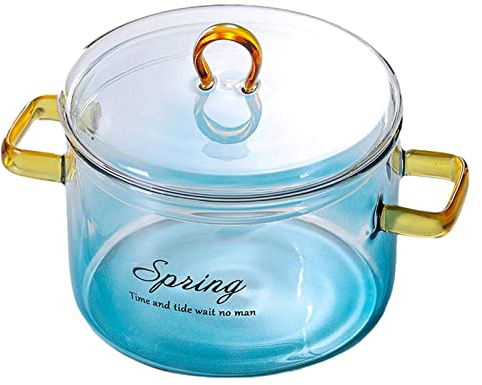EdirFtra Sartén de Cocina de Vidrio, sartén de Vidrio de 1400ml, Mini - sartén de microondas calentado, sartén de Cocina de Vidrio Transparente, sartén de Cocina de Vidrio Transparente,A