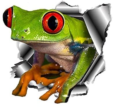 MACMRD Auto Aufkleber 13 cm * 12 cm Schöne Tier 3D Frosch Auto Aufkleber Zerrissene Metall Vinyl Aufkleber Lustig