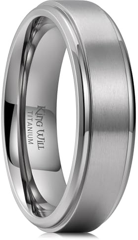 King Will BASIC 5MM/7MM Silber Titanium Ring Ehering für Männer Frauen Paar Ring gebürstet/matt gewölbt/Stufenrand Komfort Fit