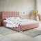 MOTIVENA Deli Polsterbett 200x200 Mit Bettkasten, Lattenrost Und Stauraum, Kopfteil, Ohne Matratze, Samt, Rosa (Pink)