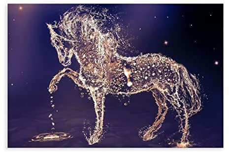 FISH DRAGATE Poster cheval porte-bonheur Six chevaux au galop - Décoration murale pour salon, chambre à coucher - Style sans cadre - 50 x 75 cm