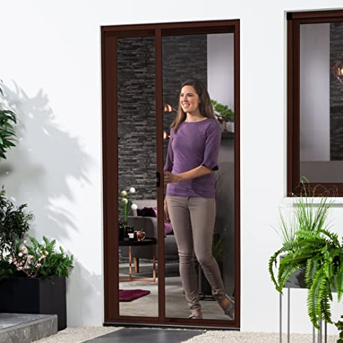 Smart Moustiquaire de porte et store enrouleur 125 x 220 cm et 160 x 220 cm en blanc/marron et anthracite (125 x 220 cm, marron)