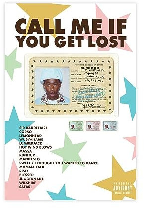 Tyler, The Creator Poster Call Me If You Get Lost Albumcover Poster 2 Leinwand Poster Wandkunst Dekor Druck Bild Gemälde für Wohnzimmer Schlafzimmer Dekoration 30 x 45 cm