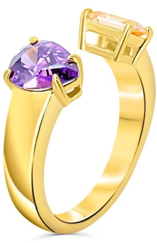 Nobel 925 Ring Gold Cubic Zirconia echt Silber Farbe Tansanite und Topas verstellbar SCHMUCK