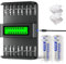 Mspalocell Batterie D Batteria con caricabatterie, 4 pezzi 1.2V 8800MAH D MONO BATTERIA, Caricatore della batteria per batterie ricaricabili AA/AA/C/D (Ni-MH/NI-CD), indipendente/carico miscelato