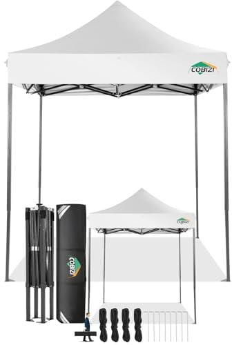 COBIZI Toldo desplegable Carpa Plegable 2x2 sin Pared Lateral,Impermeable Carpa Plegable,Carpas para Exteriores Pergola,Cenadores para Jardin Fiesta Camping Playa (2 por 2m Blanco)