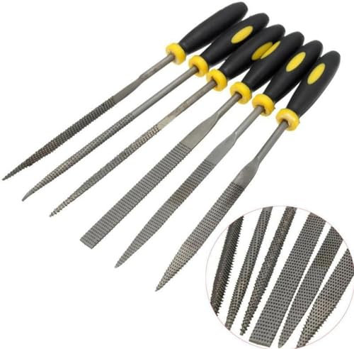 Juego de 6 limas de joyería de agujas pequeñas, herramientas de limas de escofinas de acero, limas en miniatura y modelado para metal, resina, plástico, vidrio, cuero, joyas