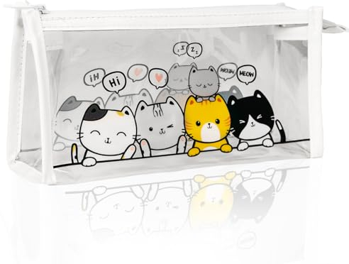 COLOFALLA Federmäppchen Katze Federmäppchen Kinder Mäpchen Transparent Schulkind Geschenk Niedliches Etui Schule Katzen Schreibwaren Bürobedarf Schreibwarentaschen Bleistifthalter