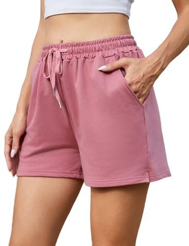 Jezonga Pantaloncini Sportivi Donna Shorts Palestra Estivi Vita Alta Push Up Con Tasche per Cycling Allenamento Jogging Yoga (Rosa, S)